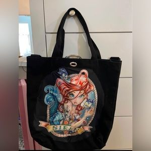 Disney inspired tote - images where hand sown on Ariel and Belle